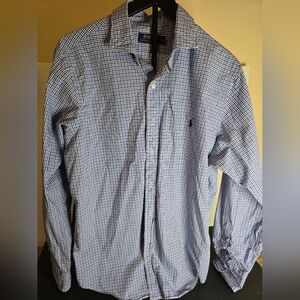 Ralph Lauren Polo Men’s Large Button Up Shirt Blue Checkered Blue Pony #2